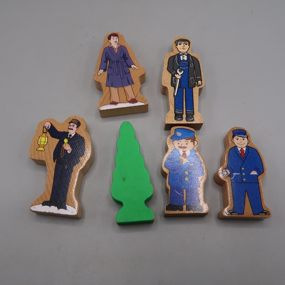 Lot Of 5 Imaginarium Polar Express Thomas the Train Wooden People Tree Conductor
